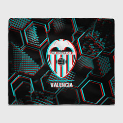 Плед флисовый Valencia FC в стиле glitch на темном фоне, цвет: 3D-велсофт