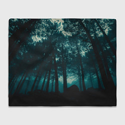 Плед флисовый Тёмный лес на закате, цвет: 3D-велсофт