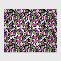 Плед флисовый Абстрактный розово -оливковый узор, цвет: 3D-велсофт