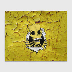 Плед флисовый Скелет Барта Симпсона разрывает штукатурку стены, цвет: 3D-велсофт