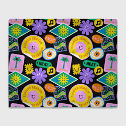 Плед флисовый Летние наклейки pop-art паттерн, цвет: 3D-велсофт