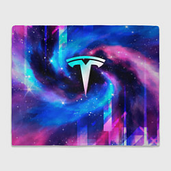 Плед флисовый Tesla неоновый космос, цвет: 3D-велсофт