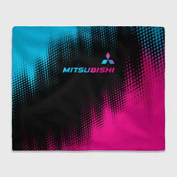 Плед флисовый Mitsubishi - neon gradient: символ сверху, цвет: 3D-велсофт