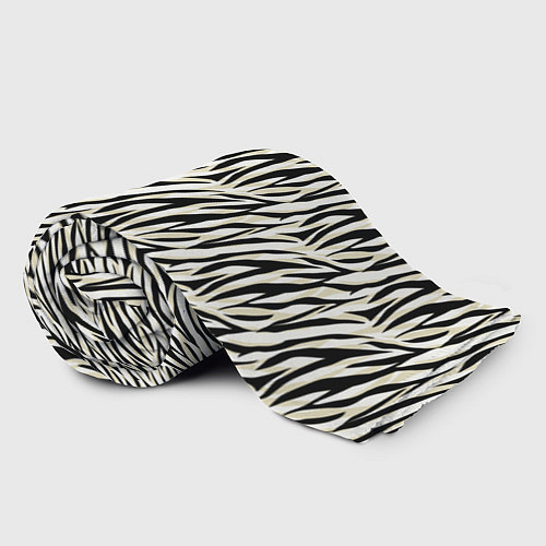 Плед Тигровый полосатый узор-черные, бежевые полосы на / 3D-Велсофт – фото 2