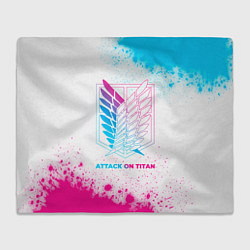 Плед флисовый Attack on Titan neon gradient style, цвет: 3D-велсофт