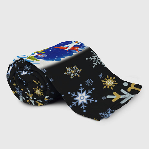 Плед Новый год дед мороз и мальчик на ракете / 3D-Велсофт – фото 2