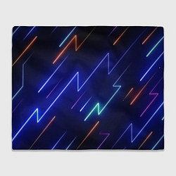 Плед флисовый Неоновые изогнутые линии, цвет: 3D-велсофт