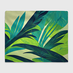 Плед флисовый Яркие тропические листья пальмы, цвет: 3D-велсофт
