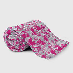 Плед флисовый Розовые черепа паттерн, цвет: 3D-велсофт — фото 2