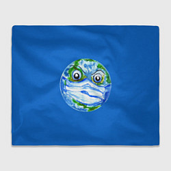 Плед флисовый Злая планета Земля в маске, цвет: 3D-велсофт
