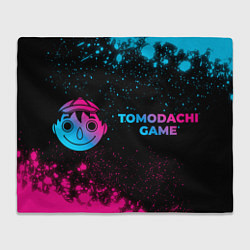 Плед флисовый Tomodachi Game - neon gradient: надпись и символ, цвет: 3D-велсофт