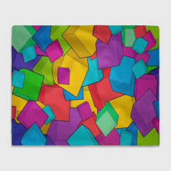 Плед флисовый Фон из разноцветных кубиков, цвет: 3D-велсофт