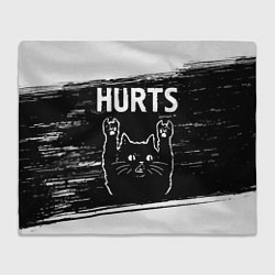 Плед флисовый Группа Hurts и рок кот, цвет: 3D-велсофт