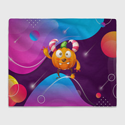Плед флисовый Тыква с мандаринкой, цвет: 3D-велсофт