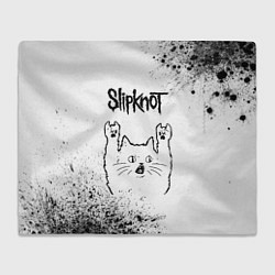 Плед флисовый Slipknot рок кот на светлом фоне, цвет: 3D-велсофт