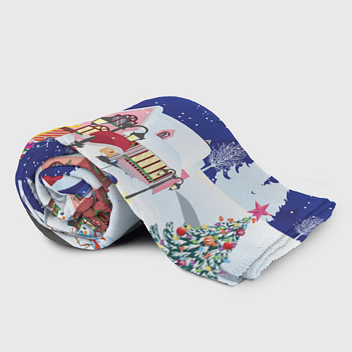 Плед Дед Мороз едет на скутере с подарками в Новогоднюю / 3D-Велсофт – фото 2