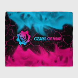 Плед флисовый Gears of War - neon gradient: надпись и символ, цвет: 3D-велсофт