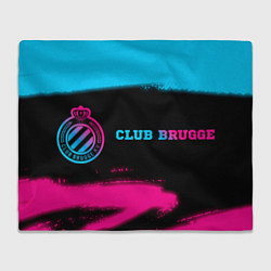 Плед флисовый Club Brugge - neon gradient: надпись и символ, цвет: 3D-велсофт