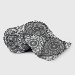 Плед флисовый Ажурный кружевной узор пэчворк Черно-белые квадрат, цвет: 3D-велсофт — фото 2