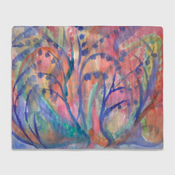 Плед флисовый Акварельный растительный узор зимнее утро, цвет: 3D-велсофт