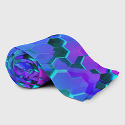 Плед флисовый Синие неоновые плиты, цвет: 3D-велсофт — фото 2