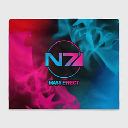 Плед флисовый Mass Effect - neon gradient, цвет: 3D-велсофт