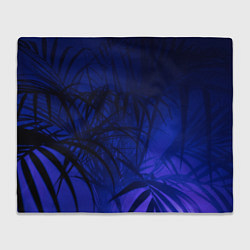 Плед флисовый Пальма в неоновом свете, цвет: 3D-велсофт