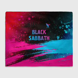 Плед флисовый Black Sabbath - neon gradient: символ сверху, цвет: 3D-велсофт