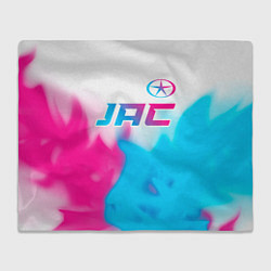 Плед флисовый JAC neon gradient style: символ сверху, цвет: 3D-велсофт