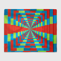 Плед флисовый Разноцветный туннель - оптическая иллюзия, цвет: 3D-велсофт