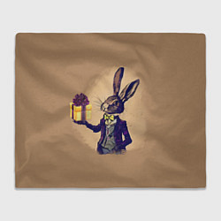 Плед флисовый Кролик в костюме с подарком, цвет: 3D-велсофт