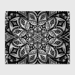 Плед флисовый Черно-белая мандала, цвет: 3D-велсофт