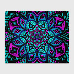 Плед флисовый Яркая цветная мандала, цвет: 3D-велсофт