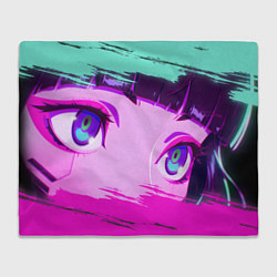 Плед флисовый Неоновые глаза - Cyberpunk, цвет: 3D-велсофт