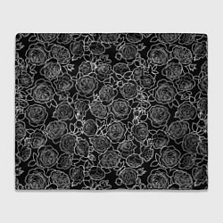 Плед флисовый Чайная роза: Черно белыи принт, цвет: 3D-велсофт