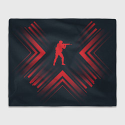 Плед флисовый Красный символ Counter Strike на темном фоне со ст, цвет: 3D-велсофт