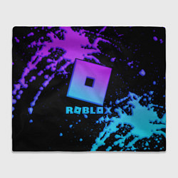 Плед флисовый Roblox logo neon gradient, цвет: 3D-велсофт