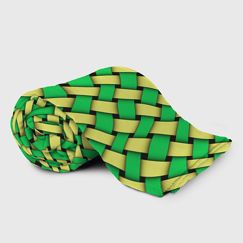 Плед Жёлто-зелёная плетёнка - оптическая иллюзия / 3D-Велсофт – фото 2