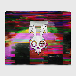 Плед флисовый Череп кролика - glitch, цвет: 3D-велсофт