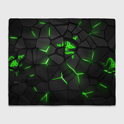 Плед флисовый Razer green neon, цвет: 3D-велсофт