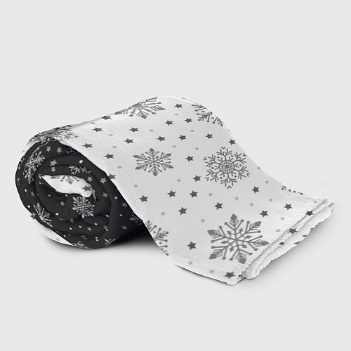 Плед Рождественские снежинки на черно-белом фоне / 3D-Велсофт – фото 2