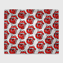 Плед флисовый Ахегао губы с языком в стиле поп арт, цвет: 3D-велсофт