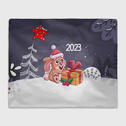 Плед флисовый Зайка с новогодним подарком, цвет: 3D-велсофт