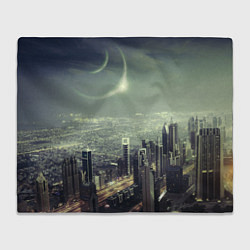 Плед флисовый Футуристичный город, цвет: 3D-велсофт