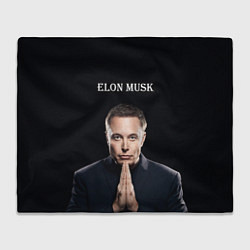 Плед флисовый Илон Маск, портрет на черном фоне, цвет: 3D-велсофт