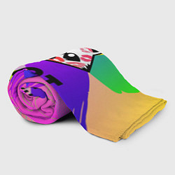 Плед флисовый Енот потаскун на разноцветном фоне, цвет: 3D-велсофт — фото 2