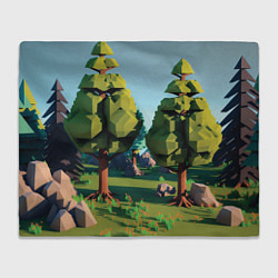Плед флисовый Воксельный лес, цвет: 3D-велсофт