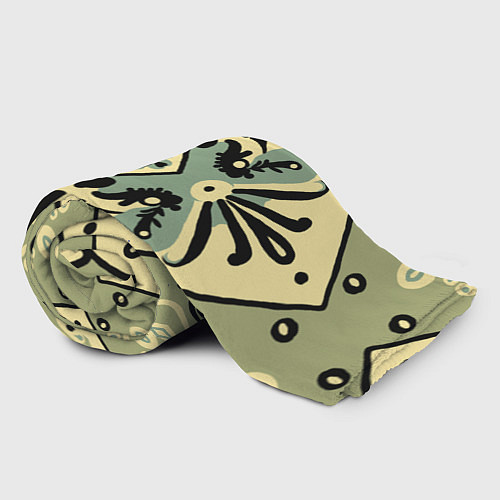 Плед Цветок с глазками в узоре на болотном фоне / 3D-Велсофт – фото 2