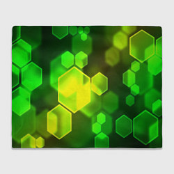 Плед флисовый Зелёные соты абстракция, цвет: 3D-велсофт