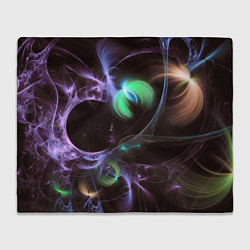 Плед флисовый Магические фиолетовые волны и цветные космические, цвет: 3D-велсофт